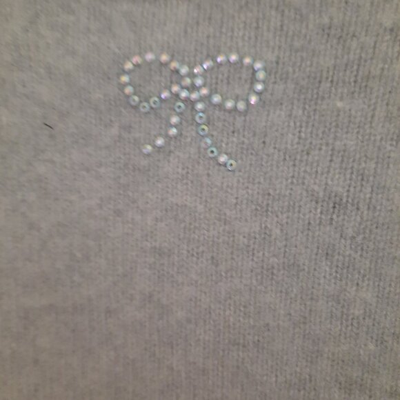 Italian Designer 100% Cashmere Sweater With Bows In Rhinestones On The Back - Picture 4 of 5